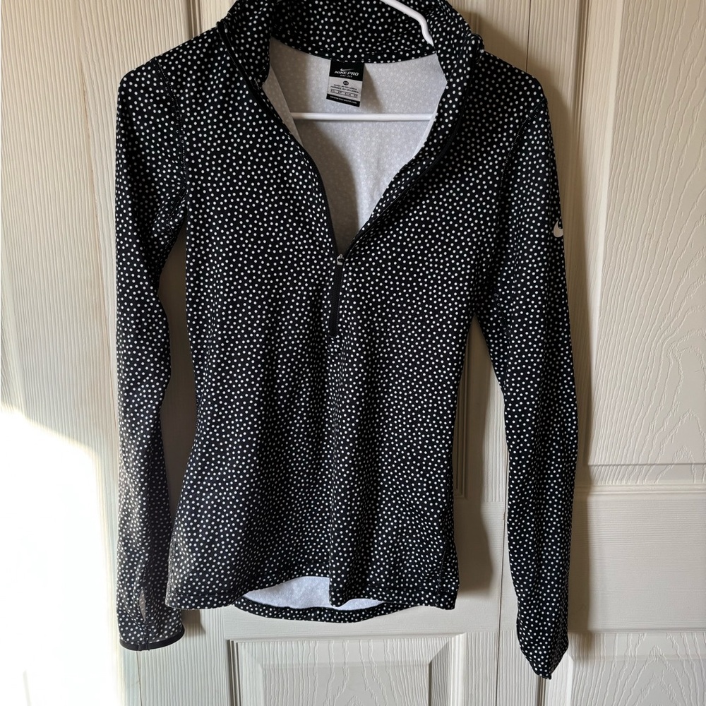 Nike Women's Black and White Quarter Zip Jacket